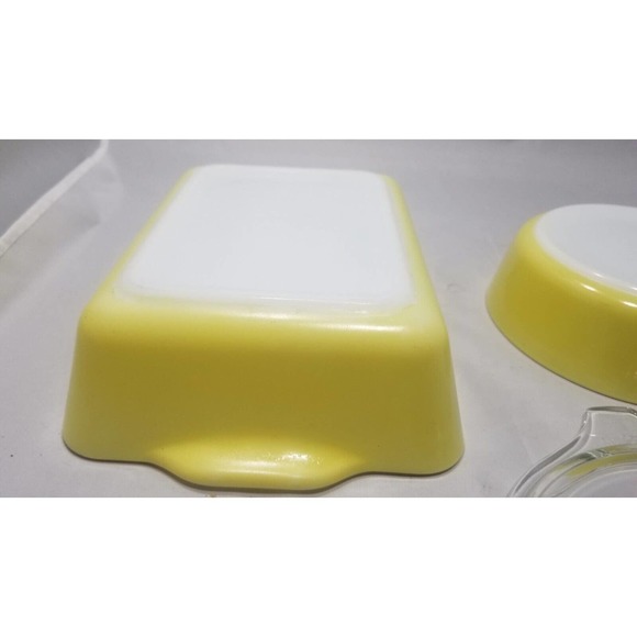 2 set of Yellow Round Pyrex 471, 1 pt Cassarole Baking Dish & Refrigerator Dish - Picture 10 of 12